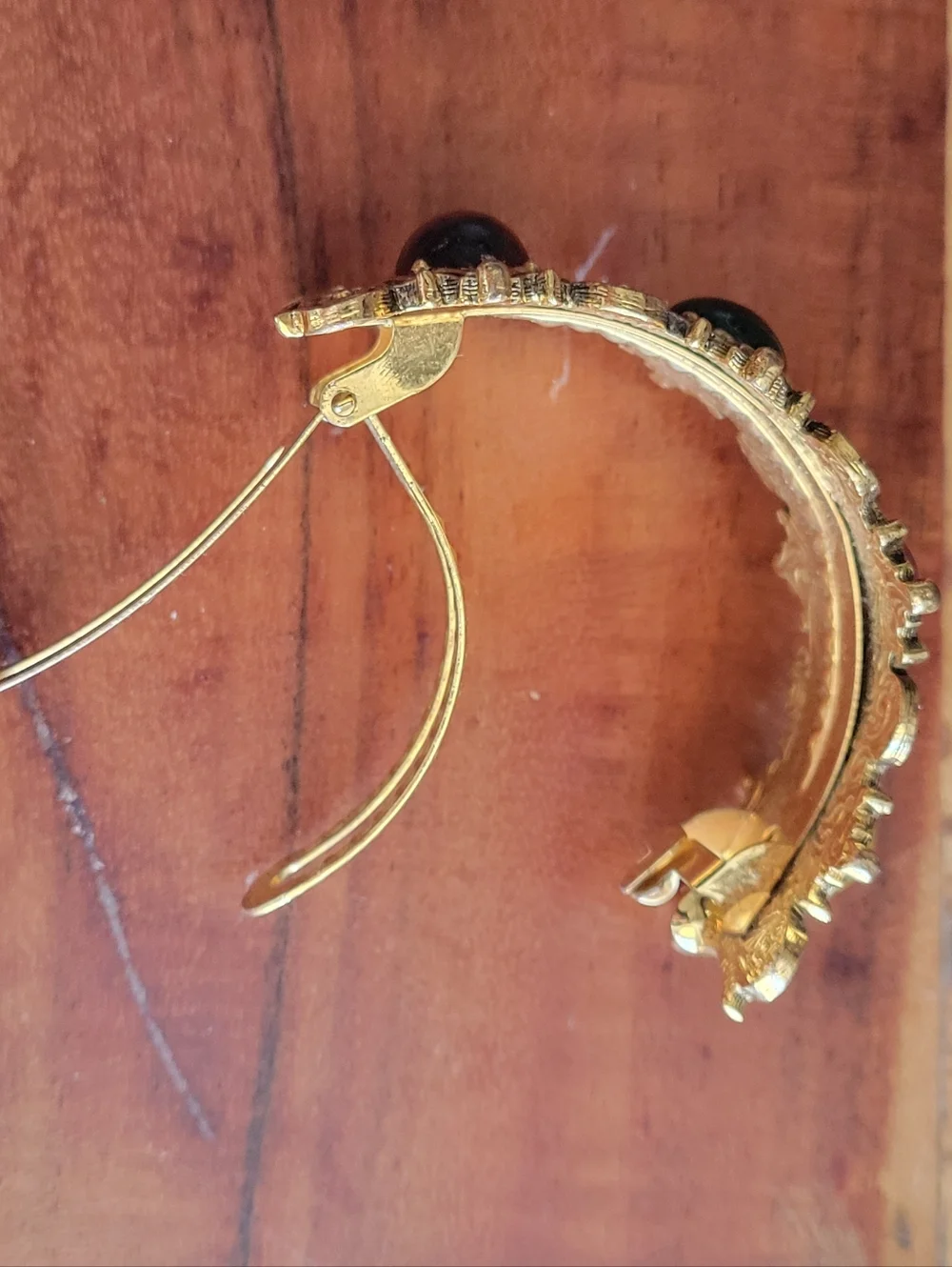 Vintage Style Gold Tone Cabochon Stones Hair Clip Metal Victorian Look - Picture 3 of 9